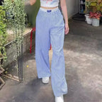 Vertical Stripes High Waist Trousers Pants image 1