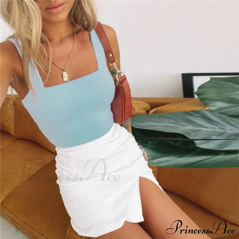 Vest Off Shoulder Knitted Candy Colors Crop Tops image 6
