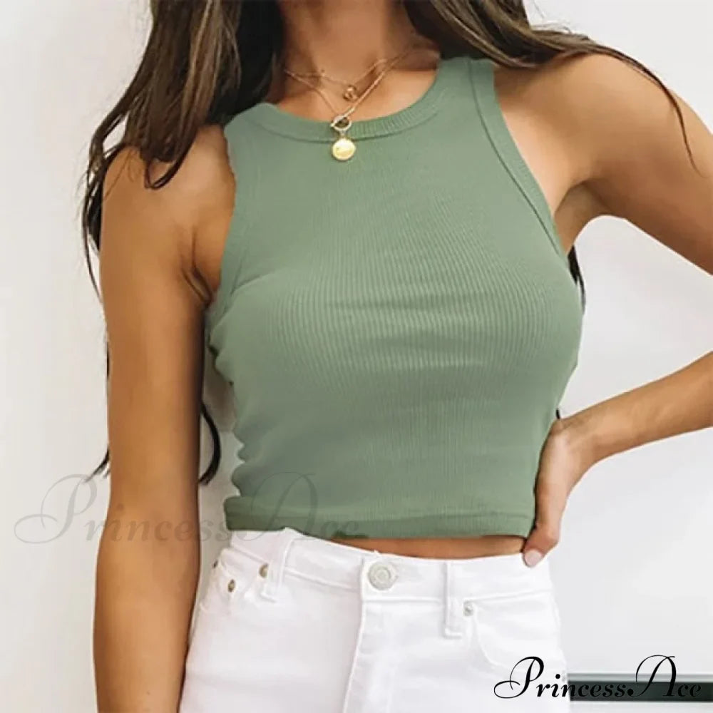 Vest Off Shoulder Knitted Candy Colors Crop Tops image 12