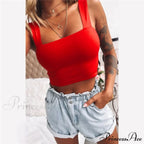Vest Off Shoulder Knitted Candy Colors Crop Tops image 3