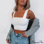Vest Off Shoulder Knitted Candy Colors Crop Tops image 2