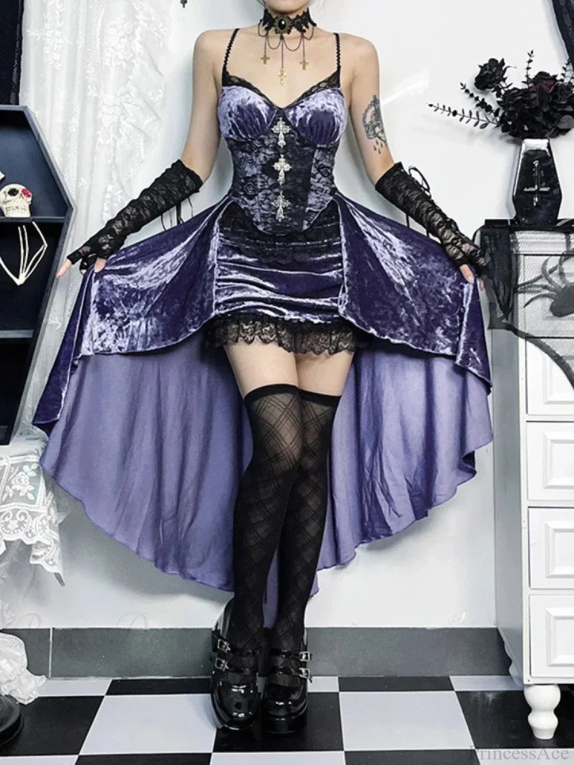 Victoria Velvet A-line Lace Midi Dress image 2
