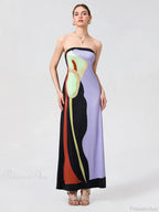 Vintage Abstract Floral Strapless Backless Loose Tube Top Floral Dress image 6