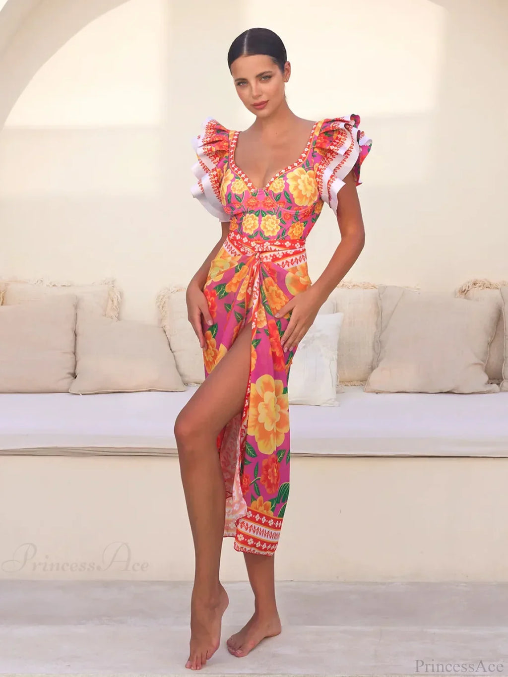 Vintage Bamboo Print Sarong Two Piece Set image 2