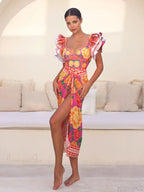 Vintage Bamboo Print Sarong Two Piece Set image 2