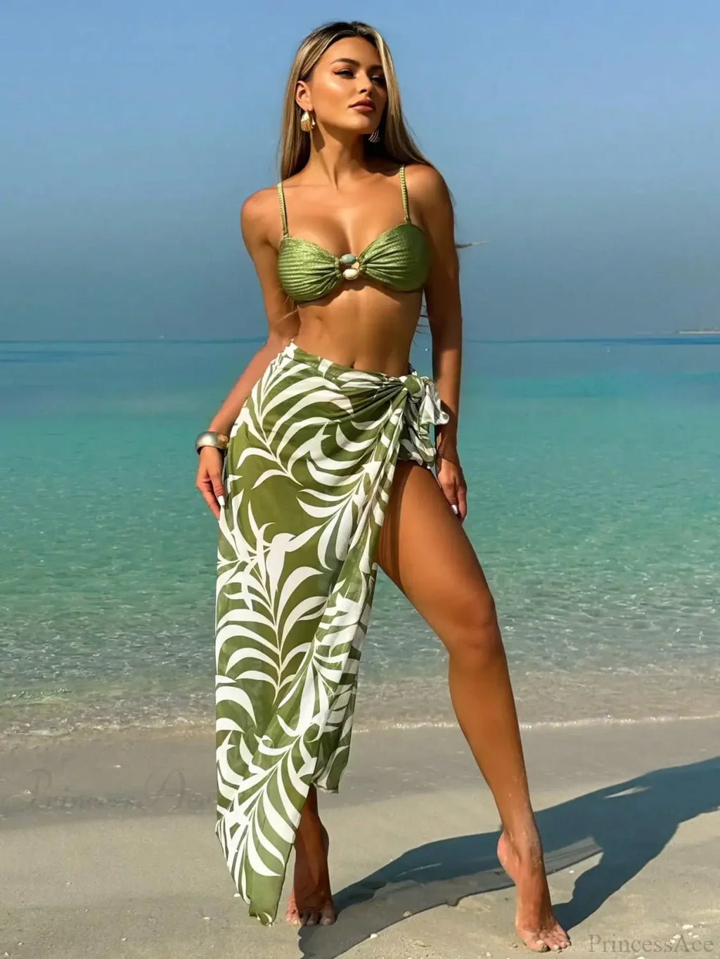 Vintage Bikini with Mesh Skirt Three Piece Swimsuit image 3