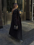 Vintage Black Woolen Double-Breasted Overcoat image 4