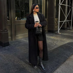 Vintage Black Woolen Double-Breasted Overcoat image 6