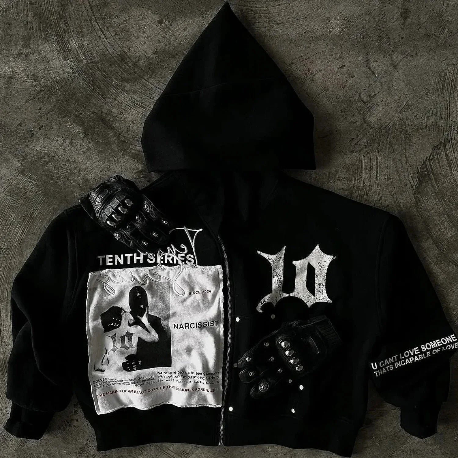 Vintage Black Zipper Hoodie image 1