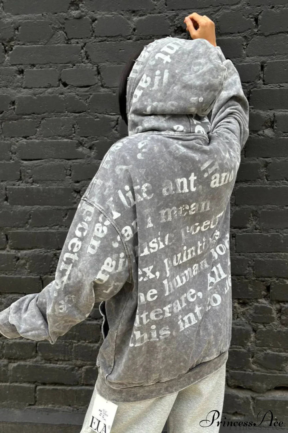 Vintage Bow Letter Distressed Hoodie image 3