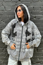 Vintage Bow Letter Distressed Hoodie image 2