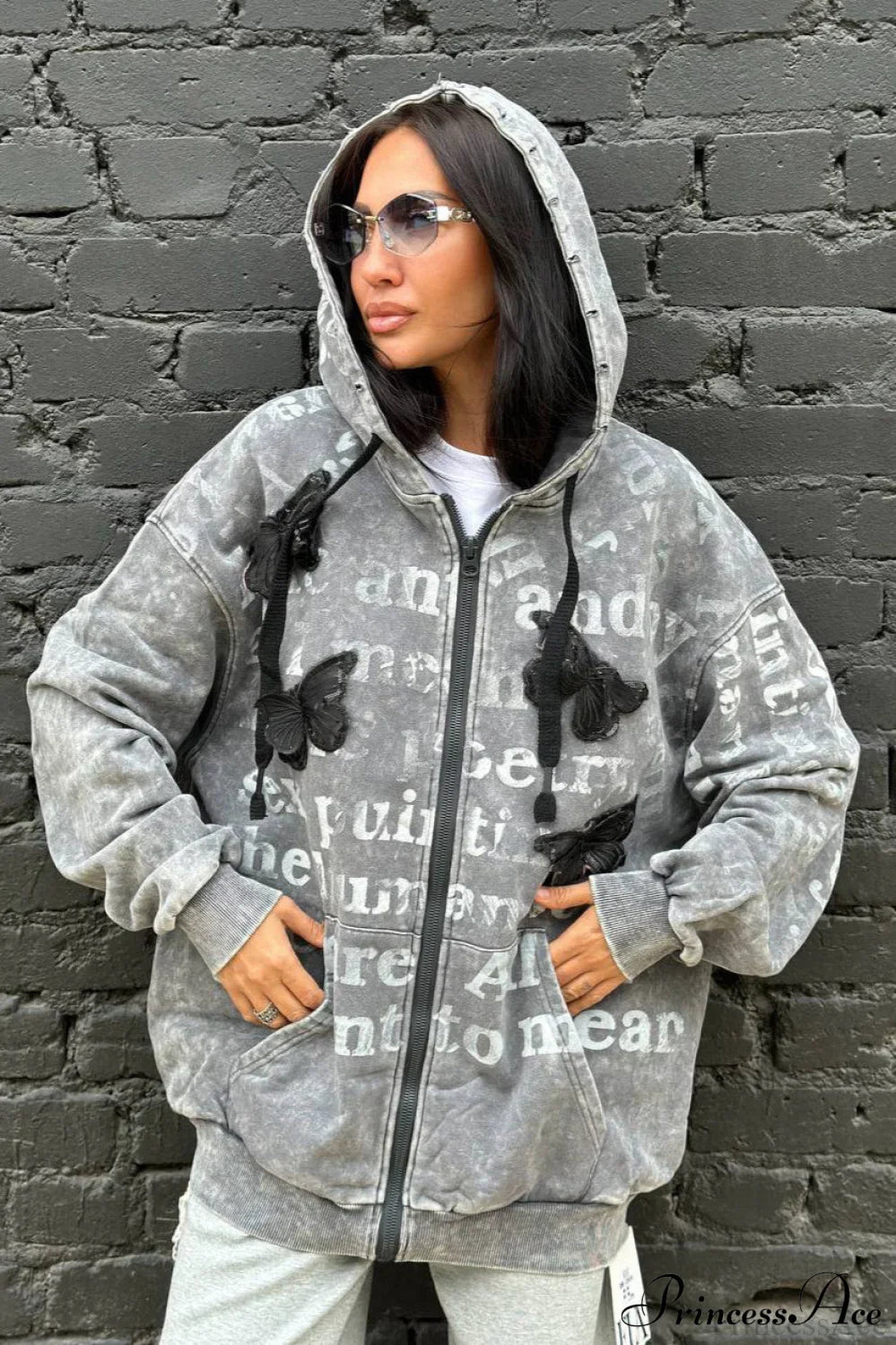 Vintage Bow Letter Distressed Hoodie image 2
