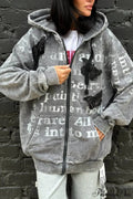 Vintage Bow Letter Distressed Hoodie image 1