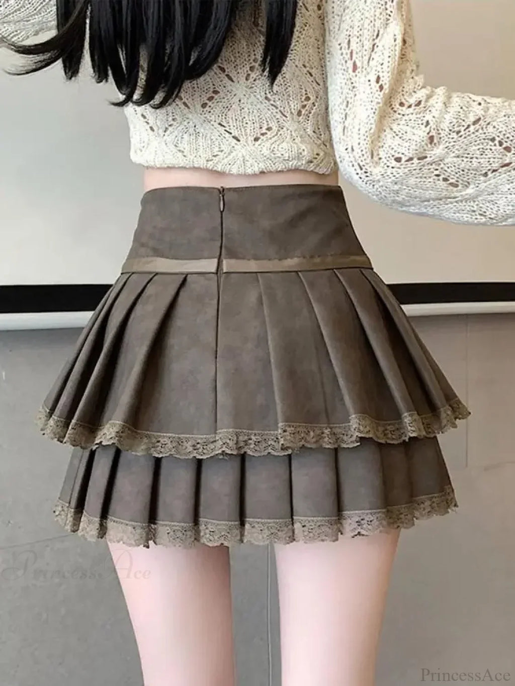 Vintage Bow Pleated PU Skirt image 5
