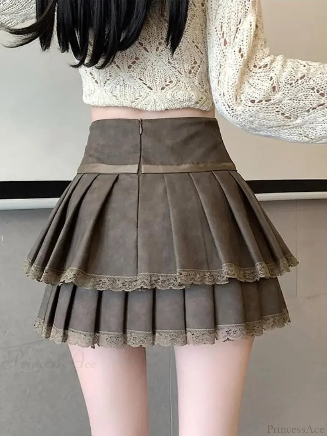 Vintage Bow Pleated PU Skirt image 5