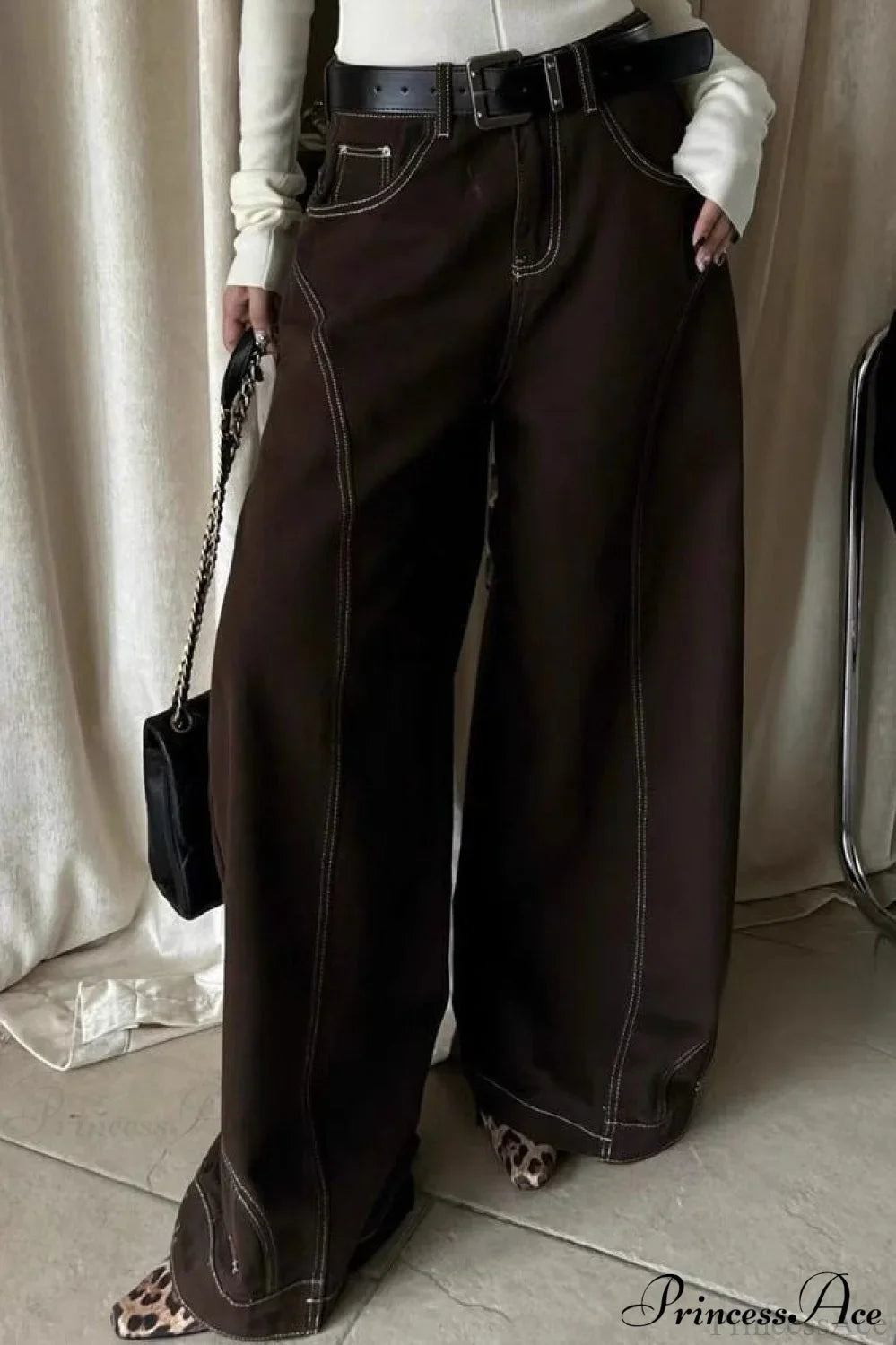 Vintage Brown High Waist Straight Leg Jeans image 4