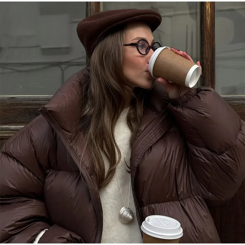 Vintage Brown Oversized Cotton Coat image 4