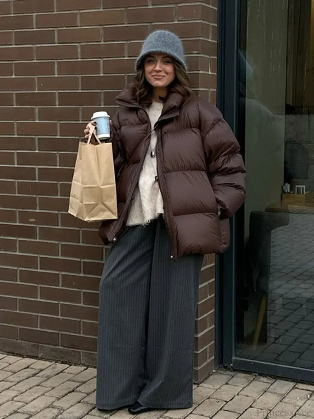 Vintage Brown Oversized Cotton Coat image 2