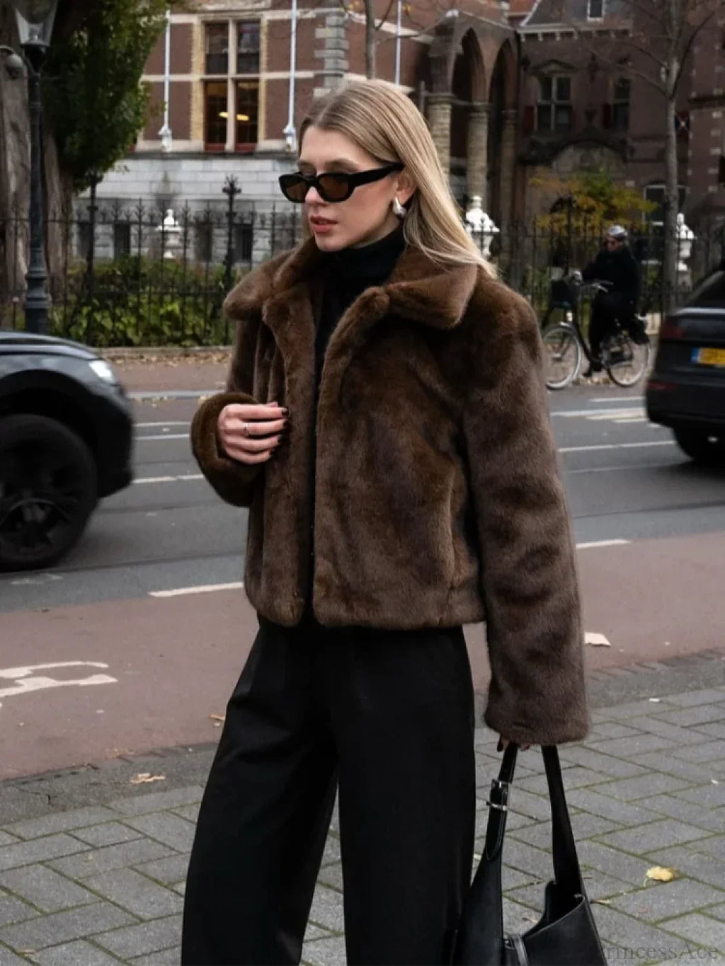 Vintage Brown Stand Collar Loose Coat image 1