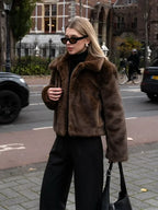 Vintage Brown Stand Collar Loose Coat image 1