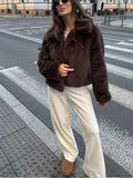 Vintage Brown Stand Collar Loose Coat image 6