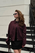 Vintage Burgundy Suede Utility Jacket image 1