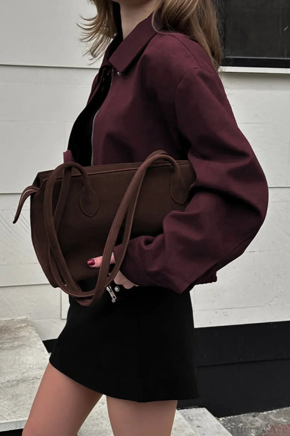 Vintage Burgundy Suede Utility Jacket image 5