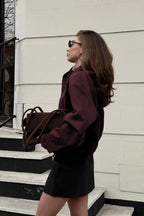Vintage Burgundy Suede Utility Jacket image 4