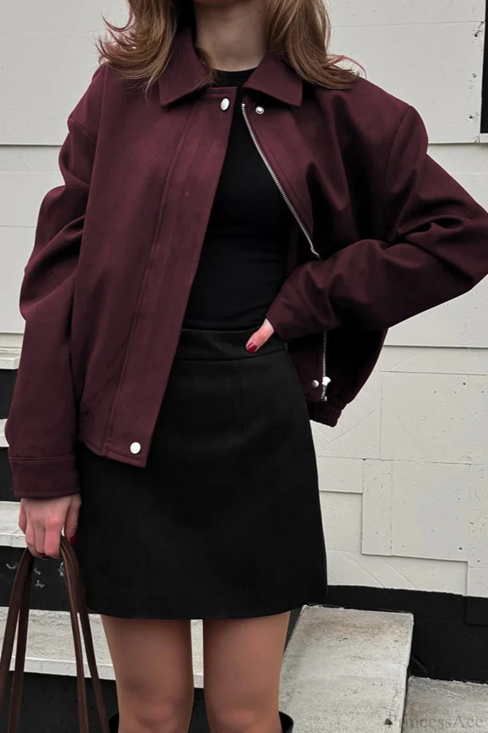 Vintage Burgundy Suede Utility Jacket image 2