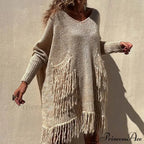 Vintage Casual Knitted Sweater Midi Dress image 1