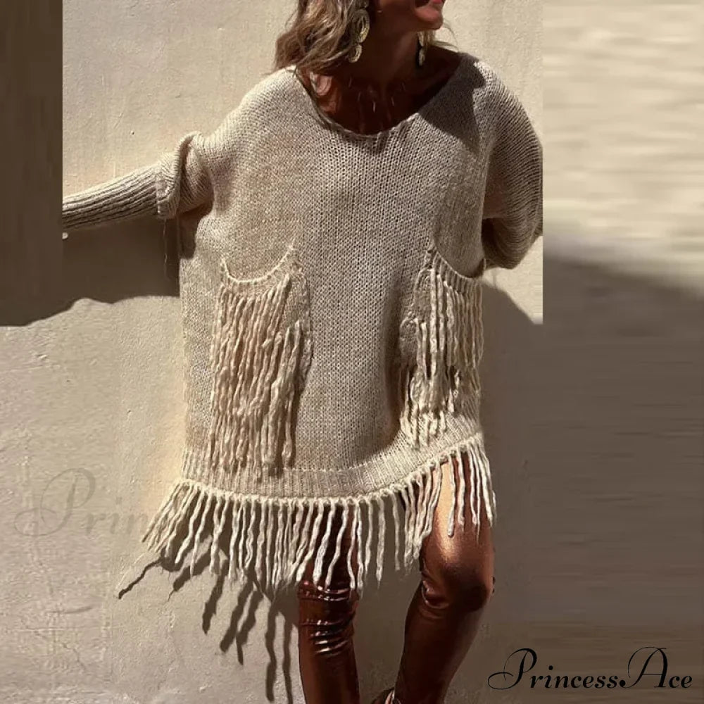 Vintage Casual Knitted Sweater Midi Dress image 5