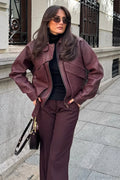 Vintage Casual Lapel Loose Suede Jacket image 1