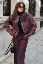 Vintage Casual Lapel Loose Suede Jacket image 1
