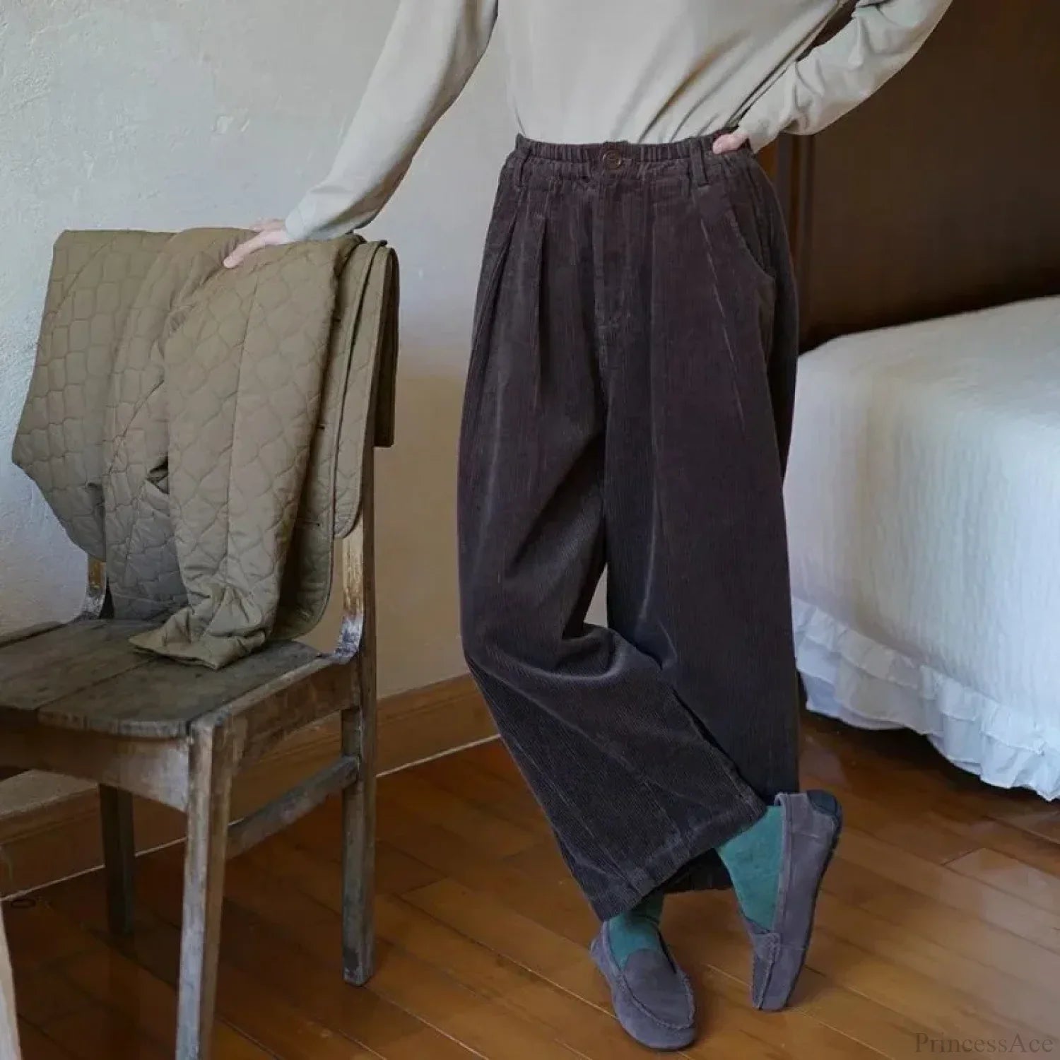 Vintage Corduroy Baggy Pants Winter image 2