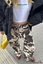 Vintage Cow Print Elegant Straight-Leg Jeans image 4