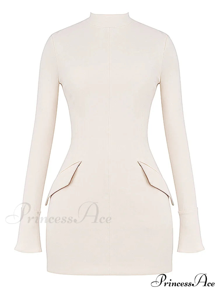 Vintage Cream Stylish Mini Dress image 6