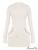 Vintage Cream Stylish Mini Dress image 6