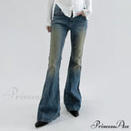 Vintage Denim Flare For Women Fashion Streetwear High Waist Hit Color Slim Female Autumn Jean image 2