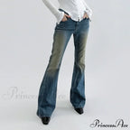Vintage Denim Flare For Women Fashion Streetwear High Waist Hit Color Slim Female Autumn Jean image 4