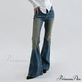 Vintage Denim Flare For Women Fashion Streetwear High Waist Hit Color Slim Female Autumn Jean image 5