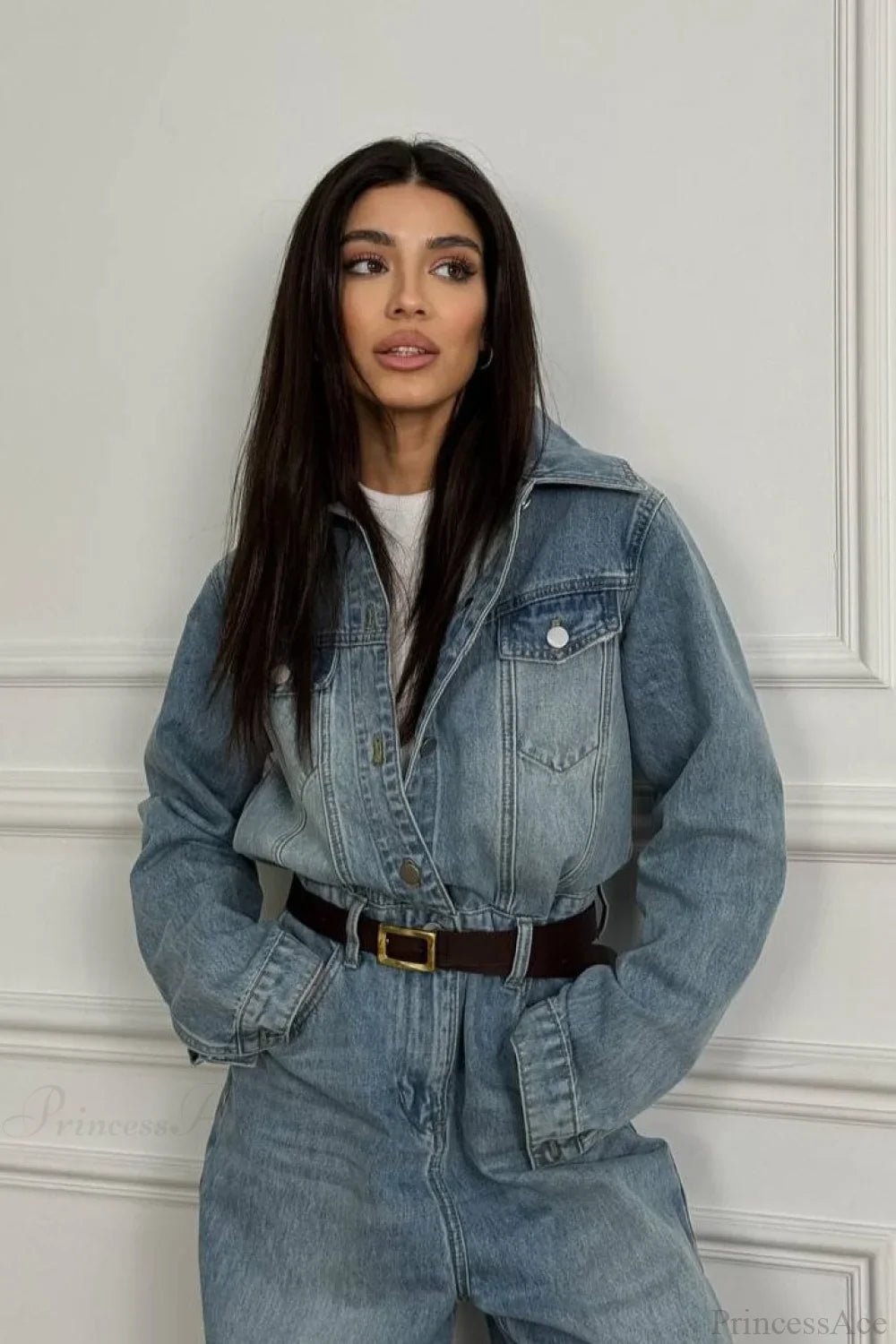 Vintage Vintage Denim Loose Long Pants  Jumpsuit-style Two Piece Set image 2