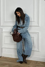 Vintage Vintage Denim Loose Long Pants  Jumpsuit-style Two Piece Set image 5