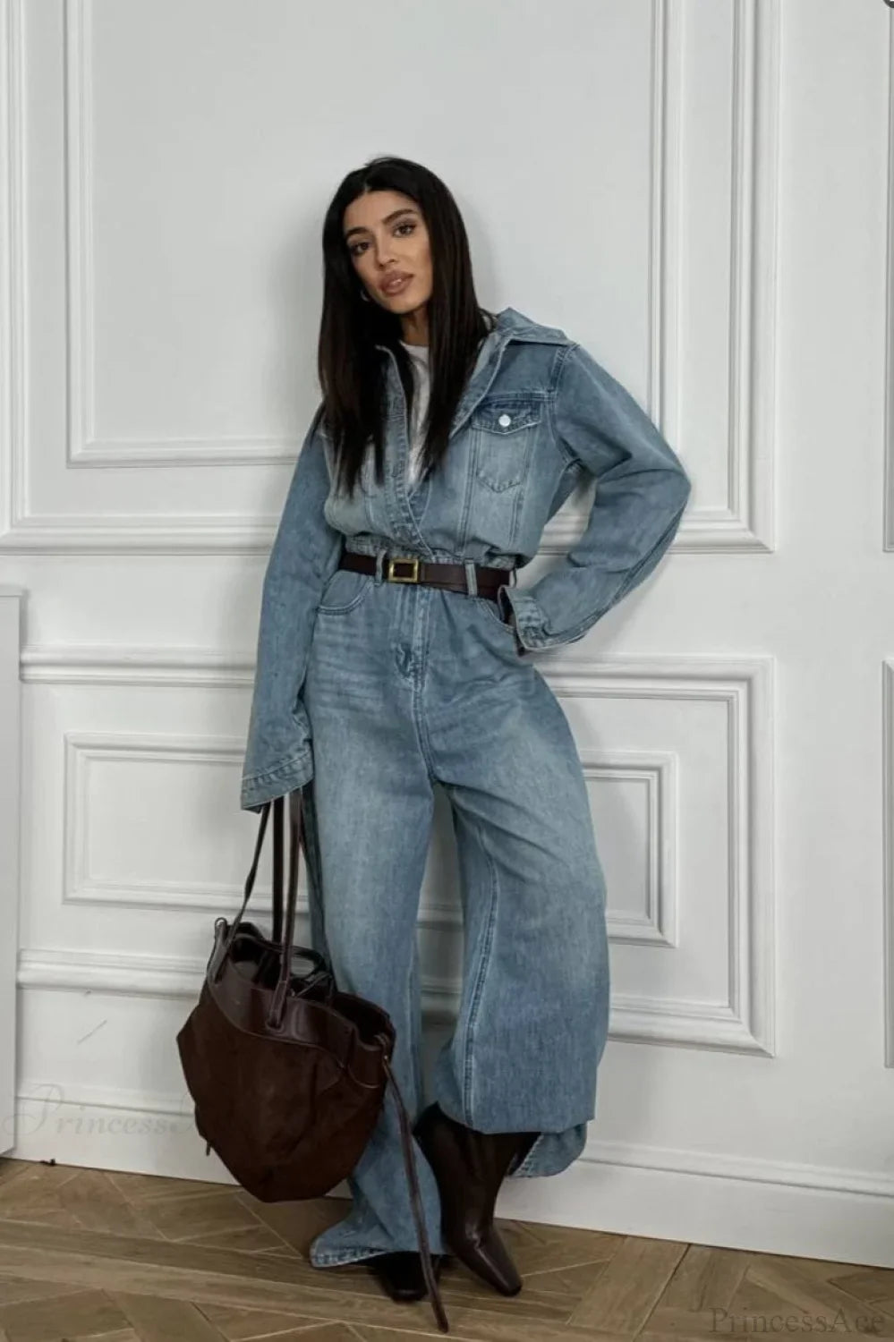 Vintage Vintage Denim Loose Long Pants  Jumpsuit-style Two Piece Set image 3