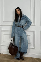 Vintage Vintage Denim Loose Long Pants  Jumpsuit-style Two Piece Set image 3
