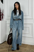 Vintage Vintage Denim Loose Long Pants  Jumpsuit-style Two Piece Set image 1
