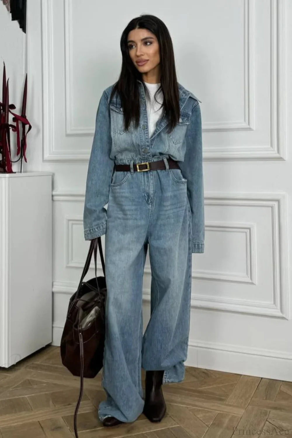 Vintage Vintage Denim Loose Long Pants  Jumpsuit-style Two Piece Set image 1