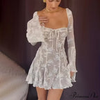Vintage Dotted Lace Corset Club Party Sheer Mini Dress image 3