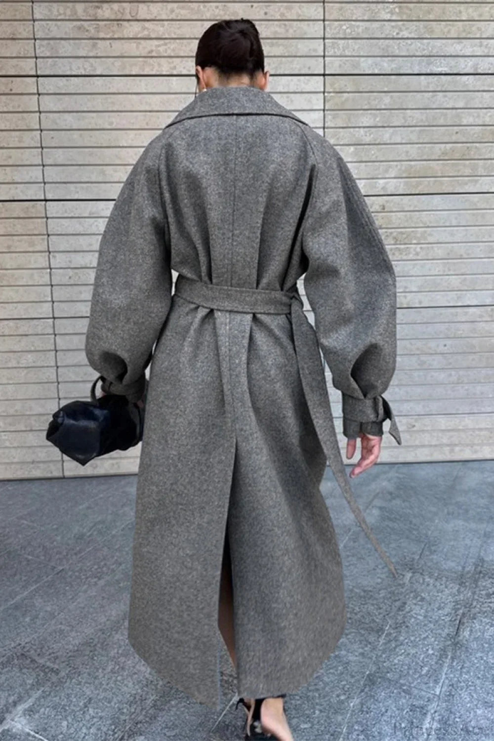 Vintage Elegant Wool Tie Waist Relaxed Overcoat image 4