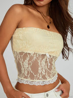 Vintage Embroidered Floral Off-shoulder Sheer Bandeau Top image 3