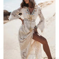 Vintage Embroidery Loose White Red Boho Dress image 7
